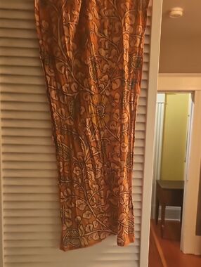 Fabindia Rust Orange Floral Scarf